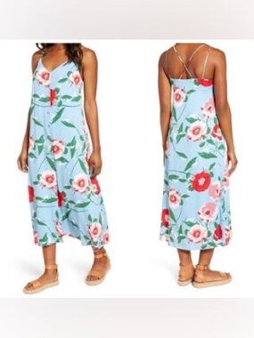 Gibson Light Blue Floral Maxi Dress